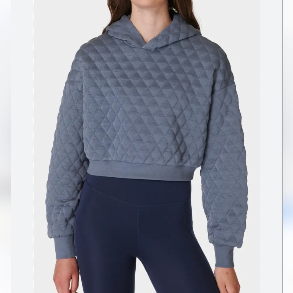 Sweaty Betty Sandwash Quilted cropped hoodie Blue Size 10